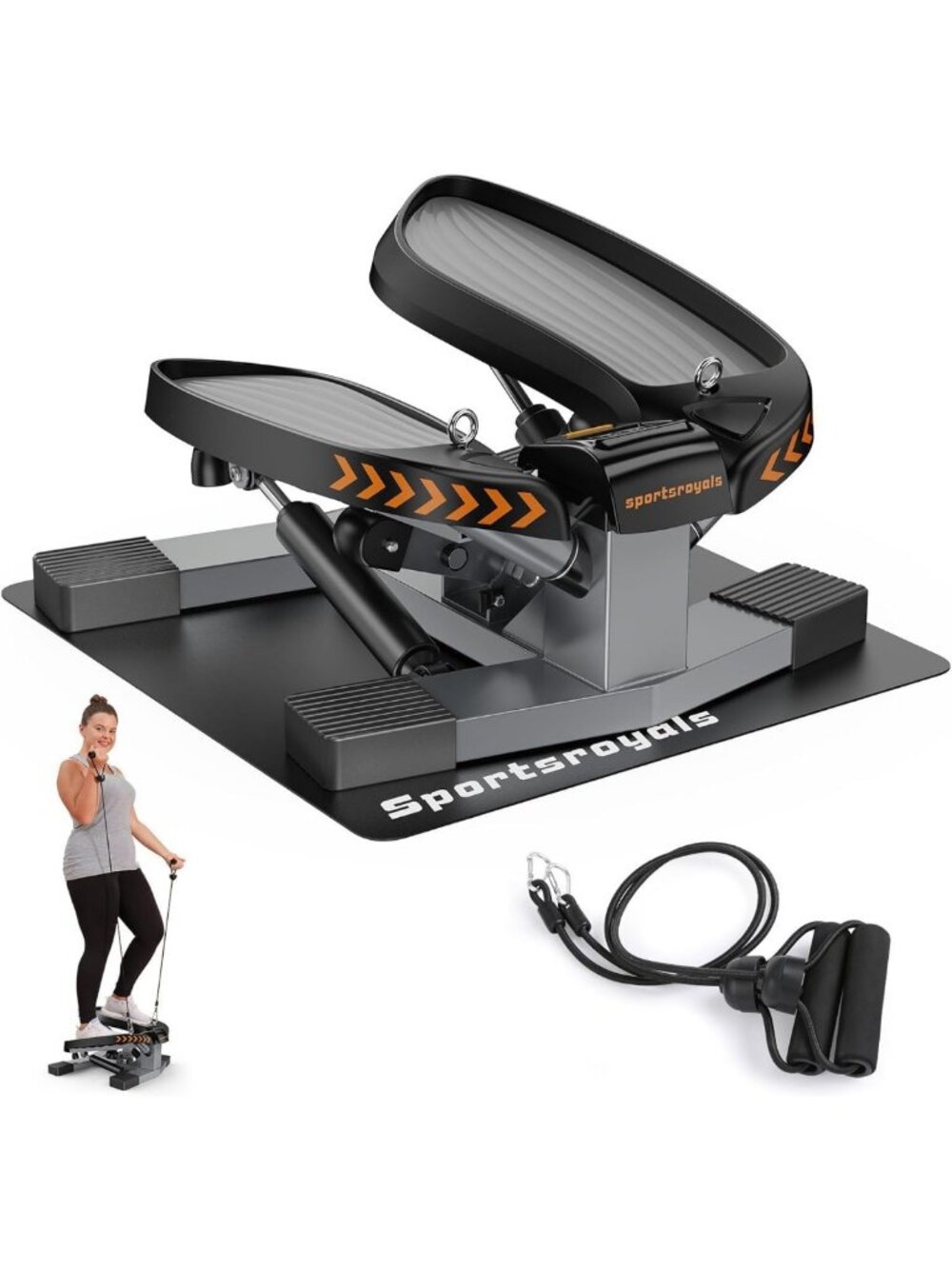 Compact Mini Stepper with Resistance Bands for Full Body Workout at Home, 350lbs